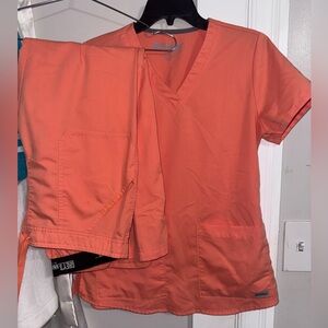 Grey's Anatomy tangerine Orange matching scrubs set Small